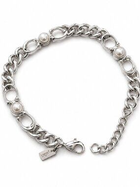 Coach Pearl Link Silver Tone Chain Bracelet Designer Jewelry